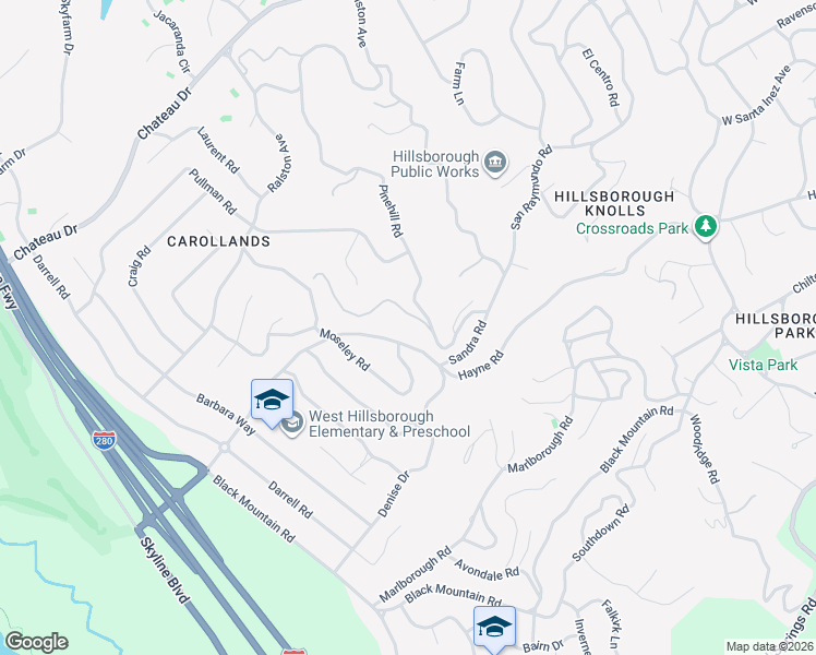 map of restaurants, bars, coffee shops, grocery stores, and more near 1320 Hayne Road in Hillsborough