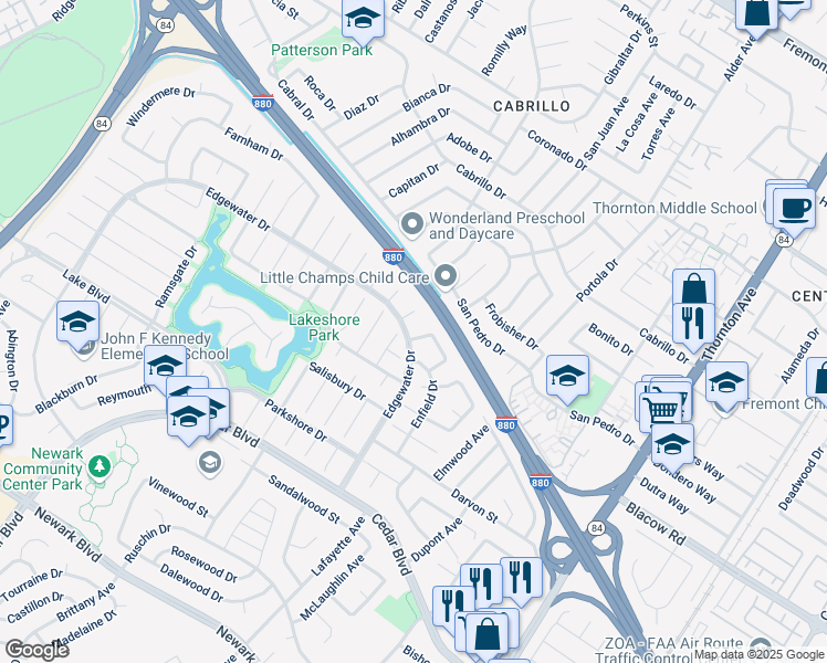map of restaurants, bars, coffee shops, grocery stores, and more near 4965 Derby Place in Newark