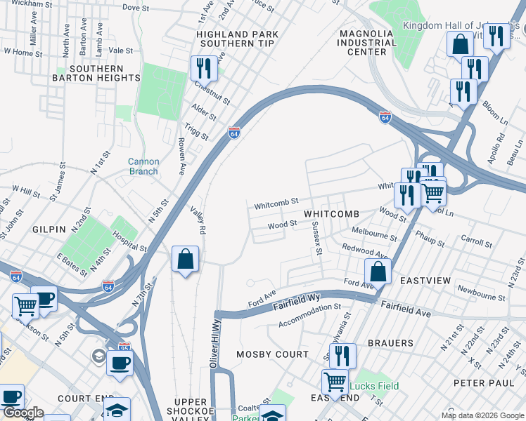 map of restaurants, bars, coffee shops, grocery stores, and more near in Richmond