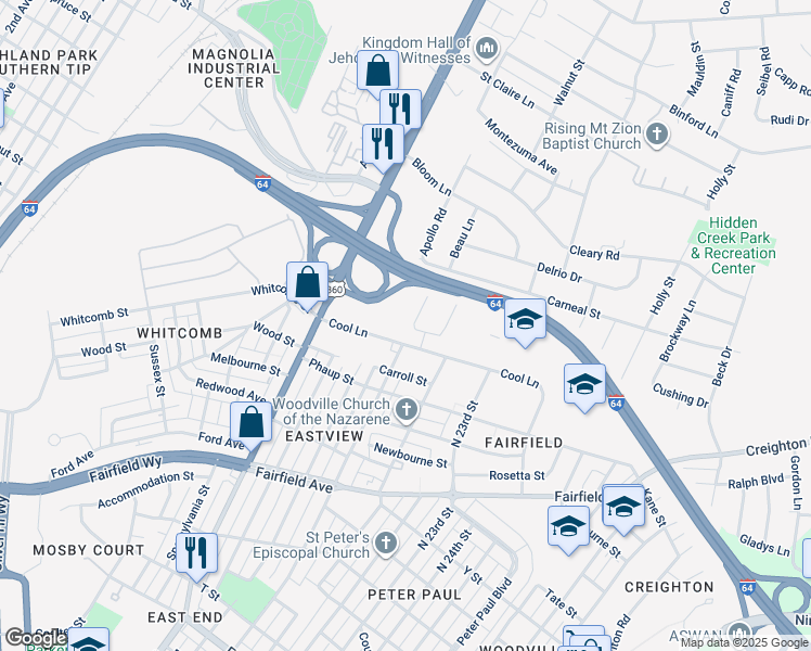 map of restaurants, bars, coffee shops, grocery stores, and more near 2306 Bluestone Drive in Richmond