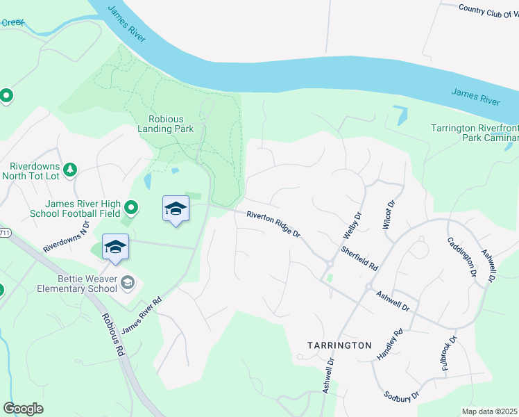 map of restaurants, bars, coffee shops, grocery stores, and more near 13507 Riverbelle Way in Midlothian