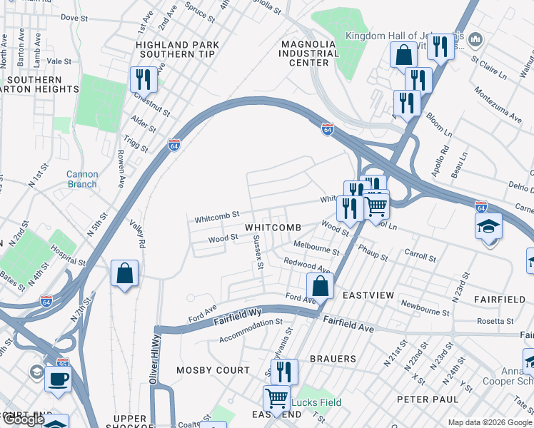 map of restaurants, bars, coffee shops, grocery stores, and more near in Richmond
