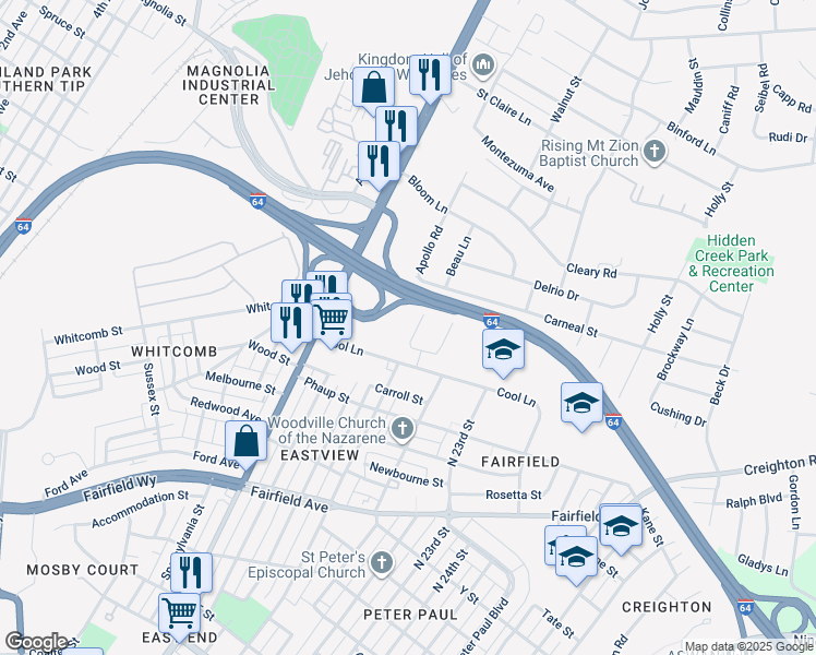 map of restaurants, bars, coffee shops, grocery stores, and more near 2312 Bluestone Drive in Richmond
