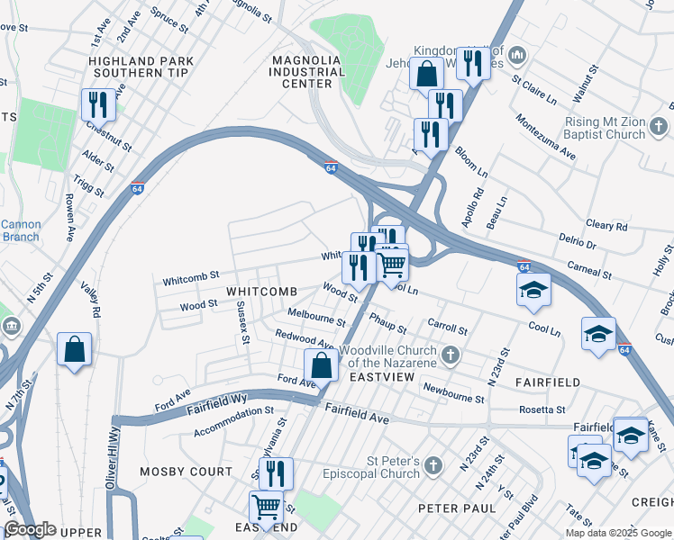 map of restaurants, bars, coffee shops, grocery stores, and more near 2510 Glenlea Avenue in Richmond