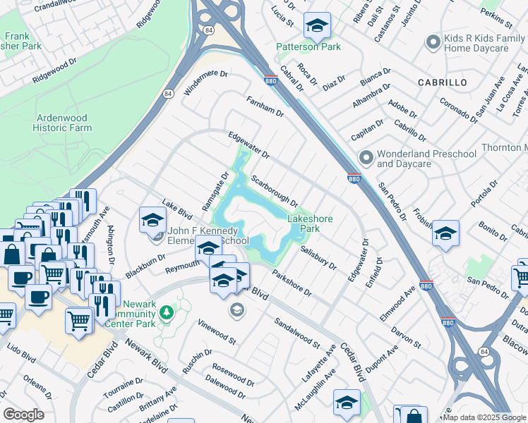 map of restaurants, bars, coffee shops, grocery stores, and more near 35706 Lundy Drive in Newark