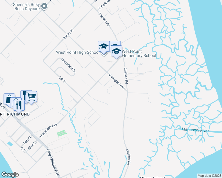 map of restaurants, bars, coffee shops, grocery stores, and more near 810 Westwood Court in West Point