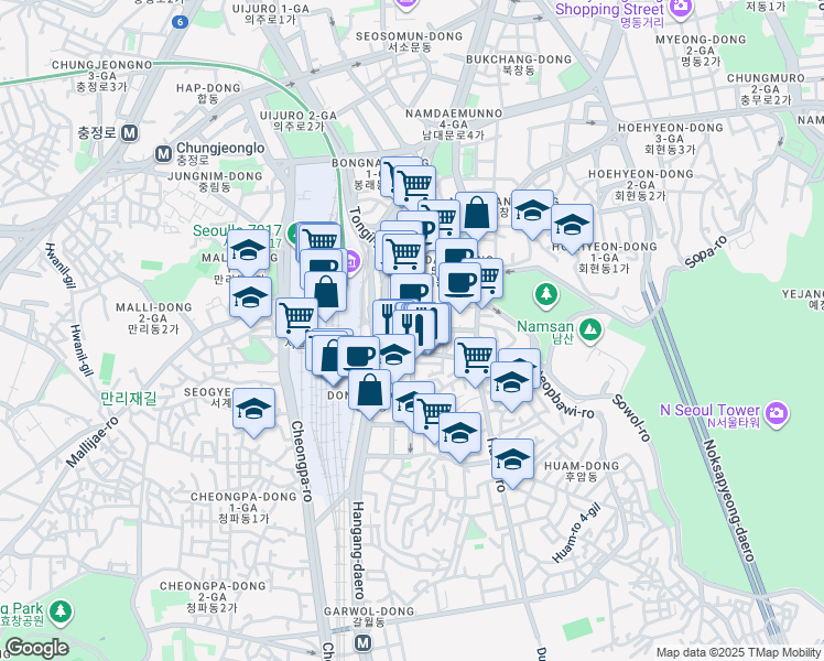 map of restaurants, bars, coffee shops, grocery stores, and more near in 