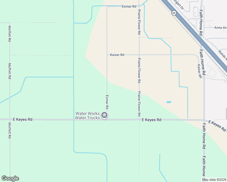 map of restaurants, bars, coffee shops, grocery stores, and more near 5736 Esmar Road in Ceres