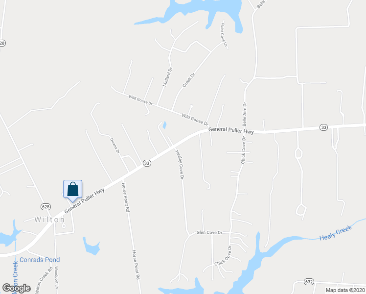 map of restaurants, bars, coffee shops, grocery stores, and more near 23 Healey Cove Drive in Hardyville