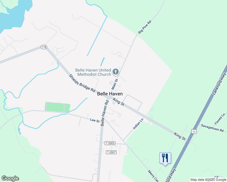 map of restaurants, bars, coffee shops, grocery stores, and more near 35509 Belle Haven Road in Belle Haven