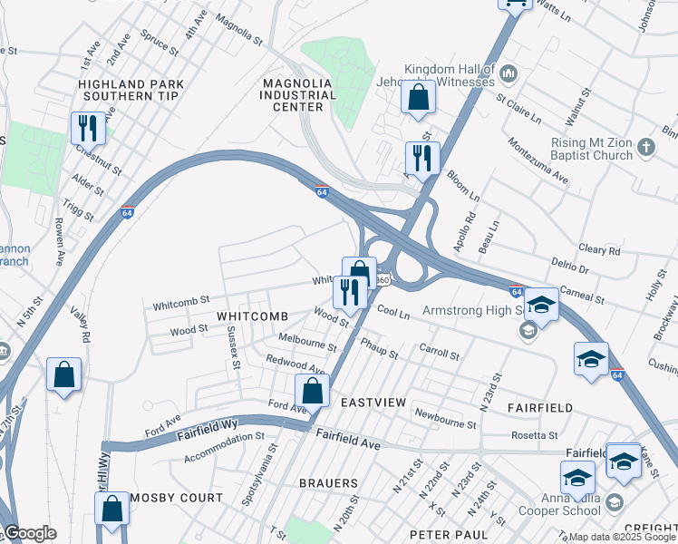 map of restaurants, bars, coffee shops, grocery stores, and more near 2000 Anniston St in Richmond