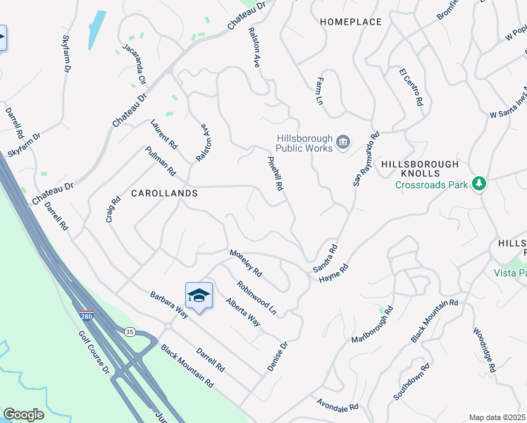 map of restaurants, bars, coffee shops, grocery stores, and more near 400 Pullman Road in Hillsborough