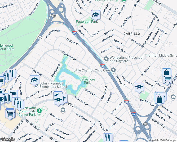 map of restaurants, bars, coffee shops, grocery stores, and more near 4980 Stafford Place in Newark