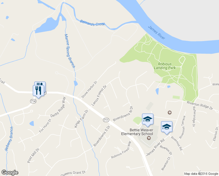 map of restaurants, bars, coffee shops, grocery stores, and more near 14037 Lenox Forest Court in Midlothian