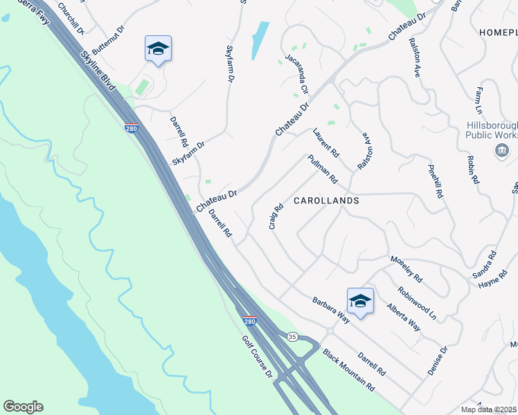 map of restaurants, bars, coffee shops, grocery stores, and more near 665 Pullman Road in Hillsborough