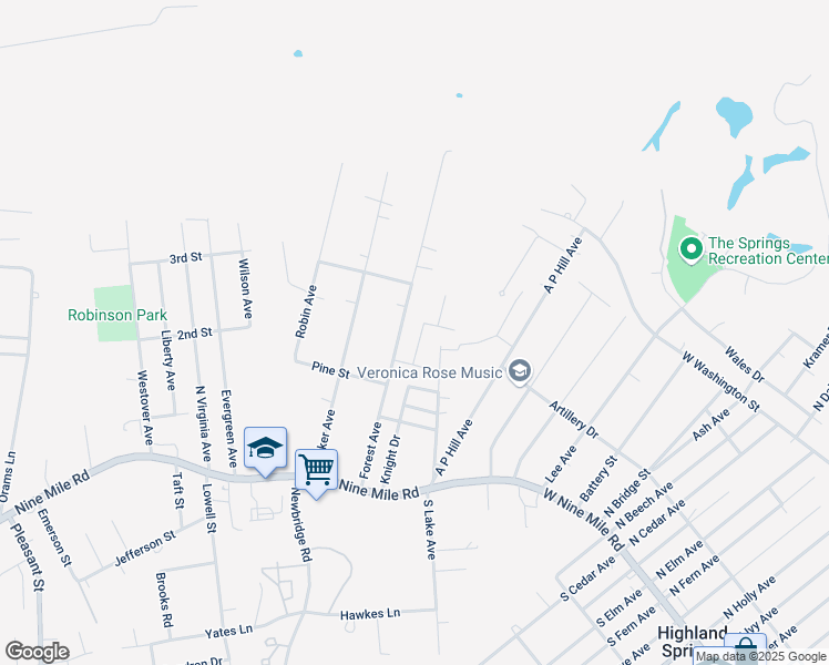 map of restaurants, bars, coffee shops, grocery stores, and more near 306 Knight Drive in Richmond
