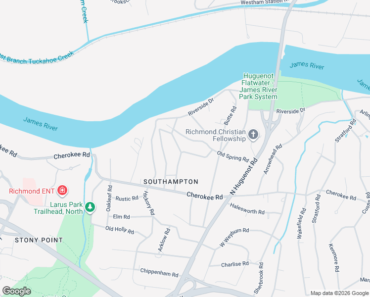 map of restaurants, bars, coffee shops, grocery stores, and more near 8664 Fieldcrest Road in Richmond
