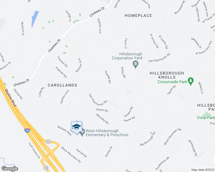 map of restaurants, bars, coffee shops, grocery stores, and more near 400 Pullman Road in Hillsborough
