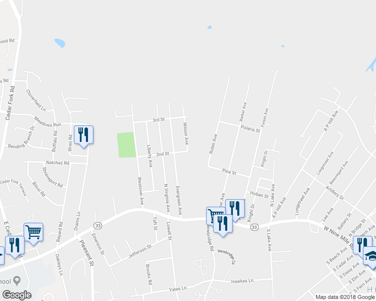 map of restaurants, bars, coffee shops, grocery stores, and more near 10031 2nd Street in Richmond
