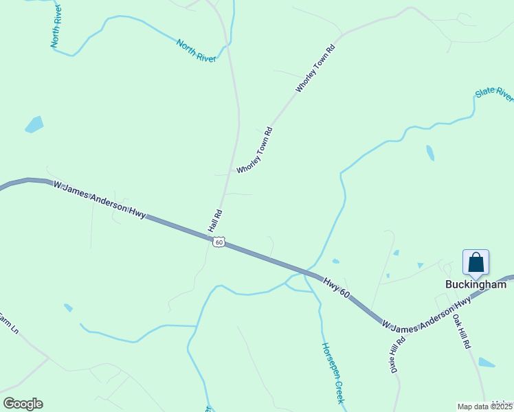 map of restaurants, bars, coffee shops, grocery stores, and more near 168 Hall Road in Buckingham