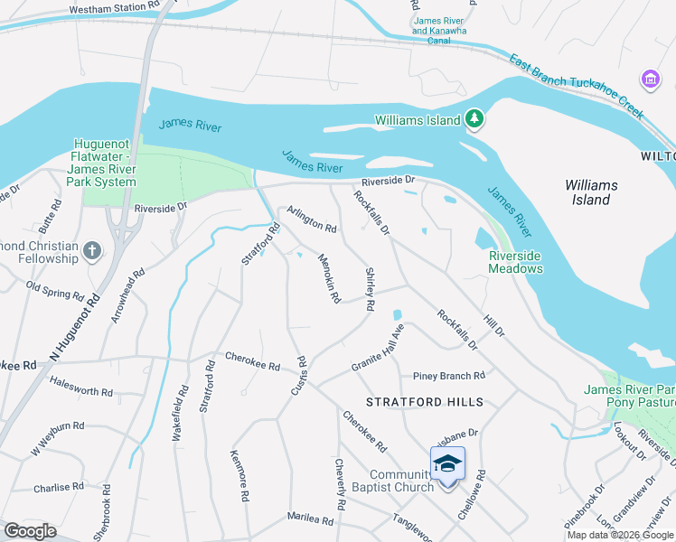 map of restaurants, bars, coffee shops, grocery stores, and more near 4430 Menokin Road in Richmond