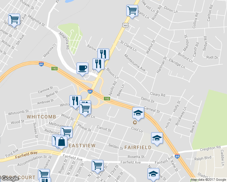 map of restaurants, bars, coffee shops, grocery stores, and more near 2207 Apollo Road in Richmond