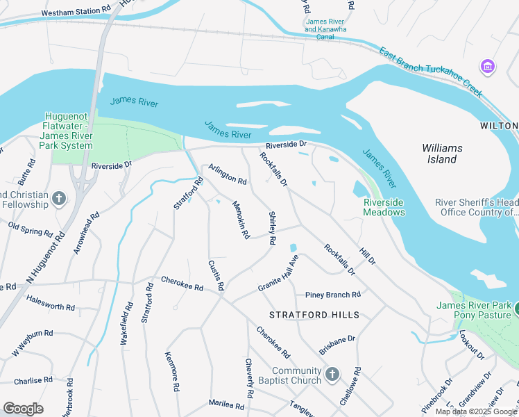 map of restaurants, bars, coffee shops, grocery stores, and more near 4514 Shirley Road in Richmond