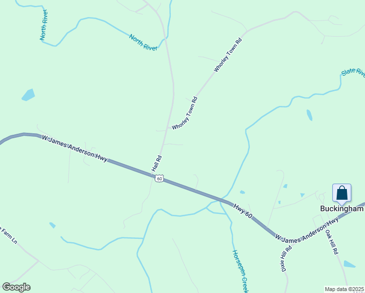 map of restaurants, bars, coffee shops, grocery stores, and more near 168 Hall Road in Buckingham
