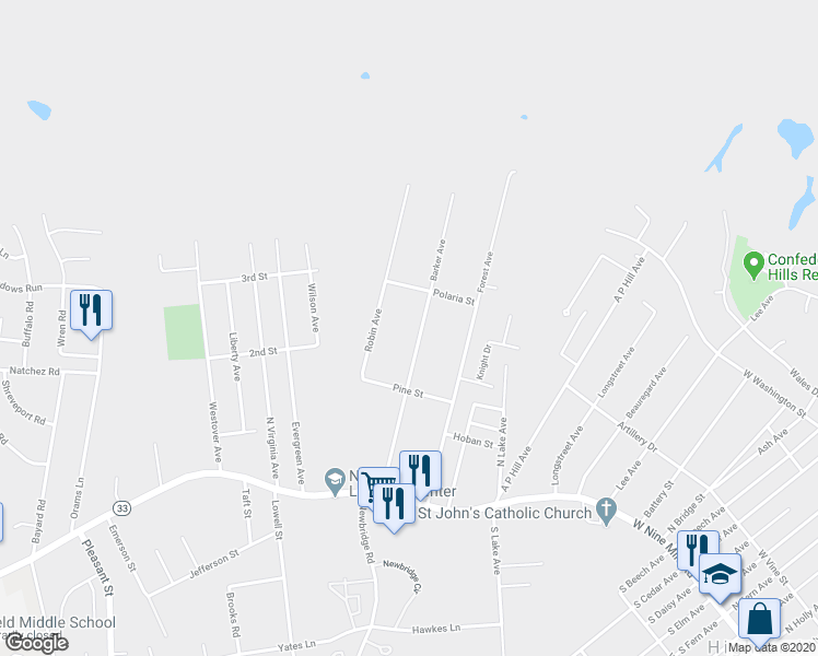 map of restaurants, bars, coffee shops, grocery stores, and more near 120 Barker Avenue in Richmond