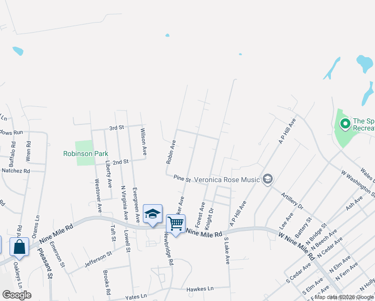 map of restaurants, bars, coffee shops, grocery stores, and more near 114 Barker Avenue in Richmond