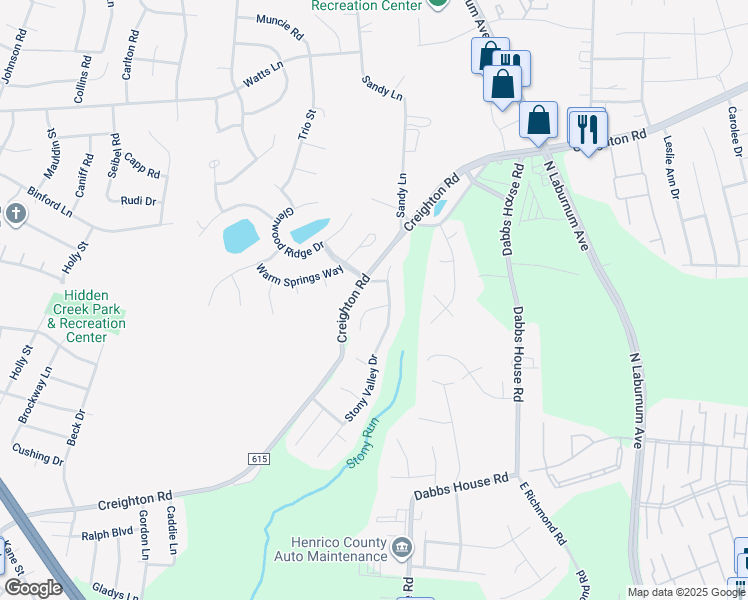 map of restaurants, bars, coffee shops, grocery stores, and more near 3228 Arthurwood Place in Richmond