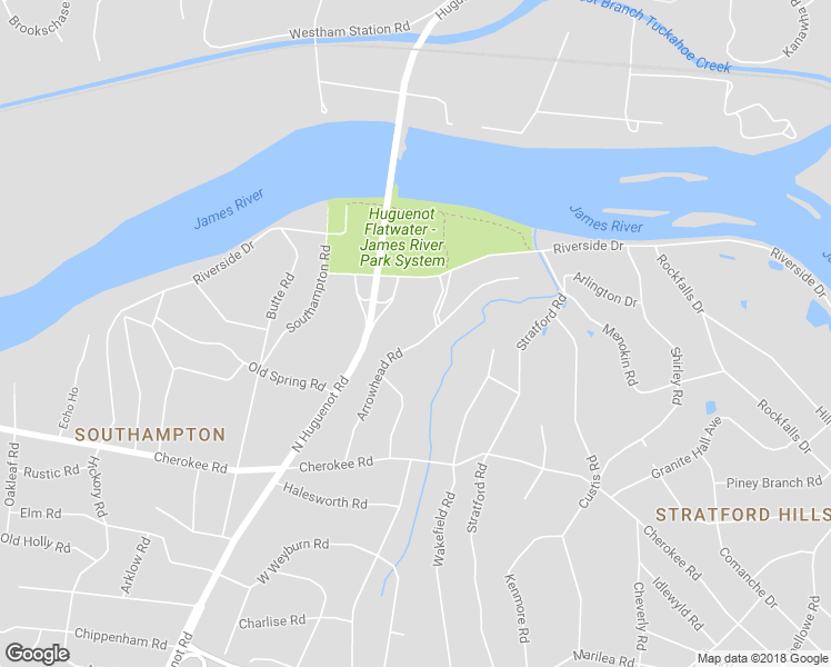 map of restaurants, bars, coffee shops, grocery stores, and more near 4532 Arrowhead Road in Richmond