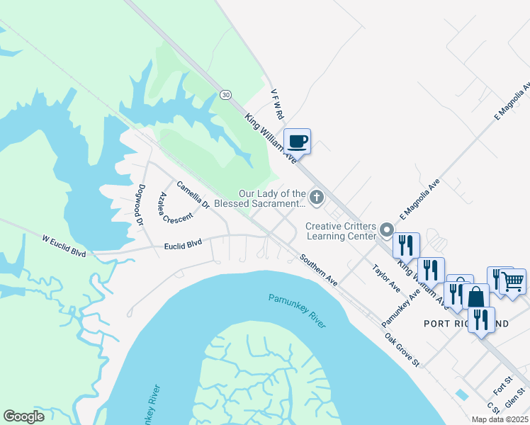 map of restaurants, bars, coffee shops, grocery stores, and more near 310 Cypress Avenue in West Point