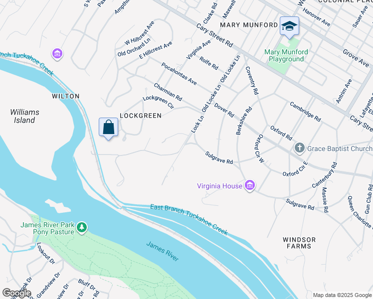 map of restaurants, bars, coffee shops, grocery stores, and more near 301 Lock Lane in Richmond