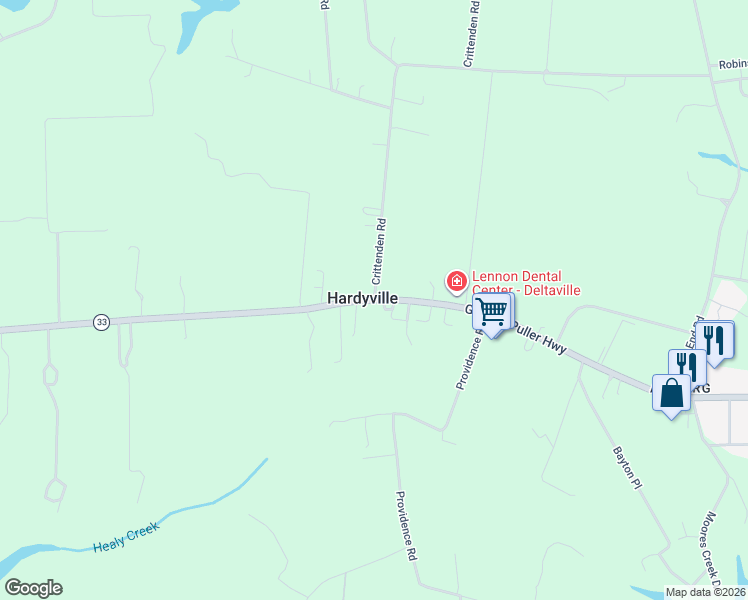 map of restaurants, bars, coffee shops, grocery stores, and more near 2 Crittenden Road in Deltaville