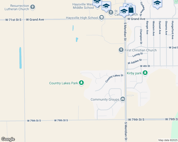map of restaurants, bars, coffee shops, grocery stores, and more near 2202 West Schoolhouse Street in Haysville