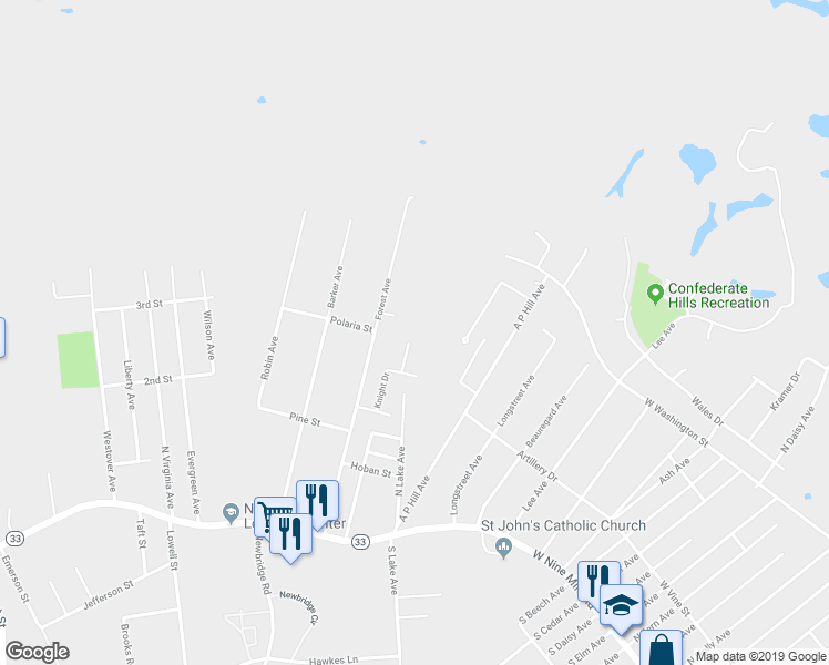 map of restaurants, bars, coffee shops, grocery stores, and more near 321 Knight Court in Richmond