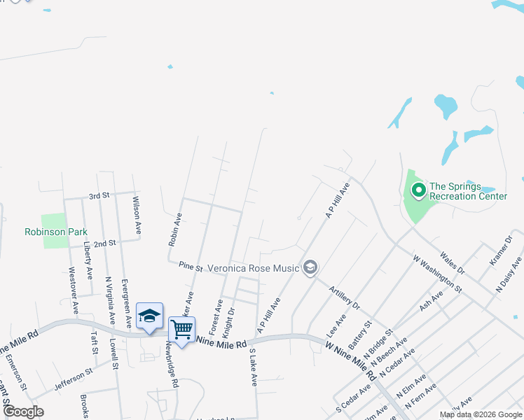 map of restaurants, bars, coffee shops, grocery stores, and more near 321 Knight Court in Richmond