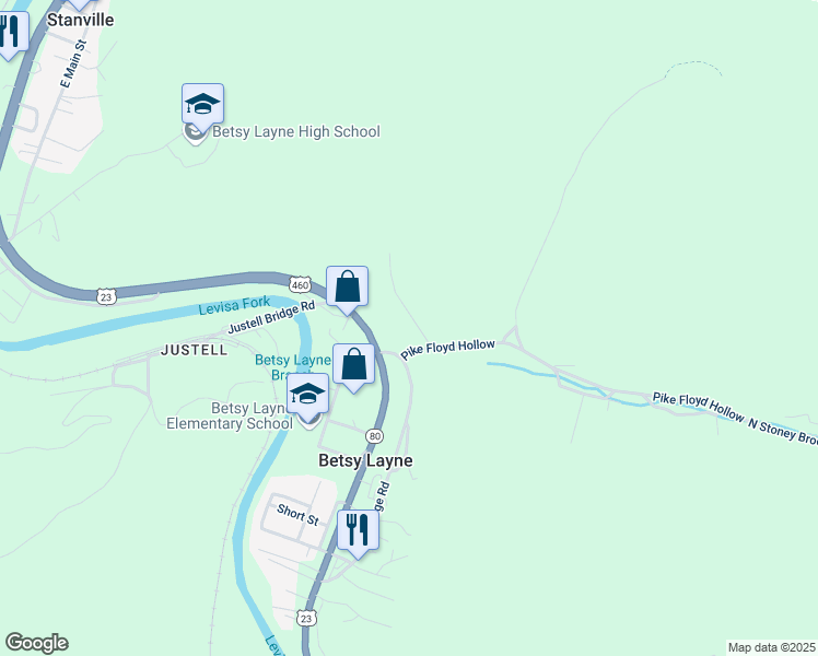 map of restaurants, bars, coffee shops, grocery stores, and more near 100-246 Lower Hollow in Floyd