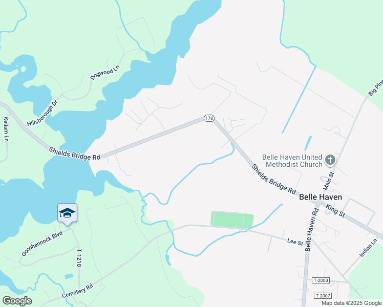 map of restaurants, bars, coffee shops, grocery stores, and more near 14384 Shields Bridge Road in Belle Haven