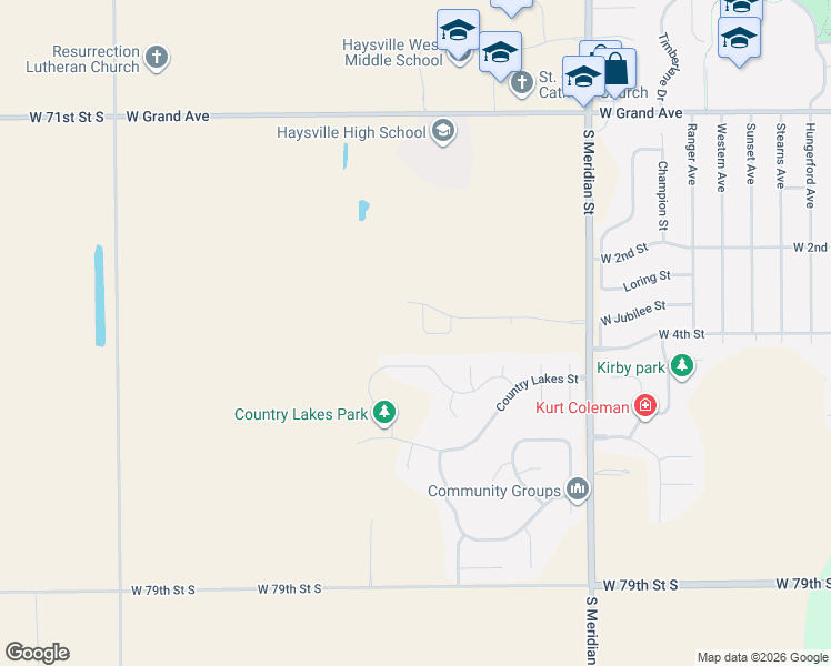 map of restaurants, bars, coffee shops, grocery stores, and more near 2202 West Schoolhouse Street in Haysville