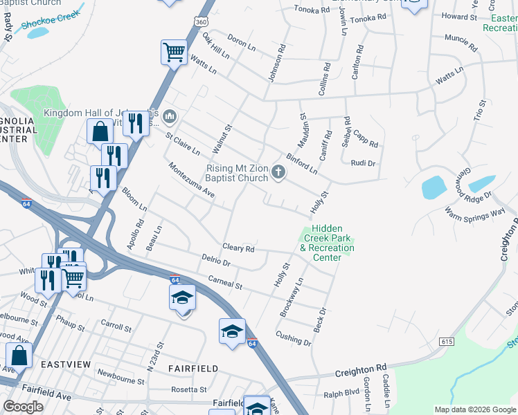 map of restaurants, bars, coffee shops, grocery stores, and more near 2401 Hartman Street in Richmond