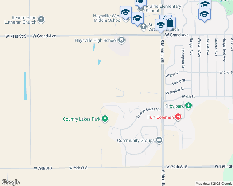 map of restaurants, bars, coffee shops, grocery stores, and more near in Haysville