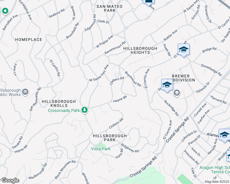 map of restaurants, bars, coffee shops, grocery stores, and more near 729 Chiltern Road in Hillsborough
