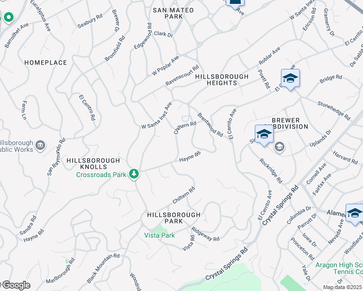 map of restaurants, bars, coffee shops, grocery stores, and more near 729 Chiltern Road in Hillsborough