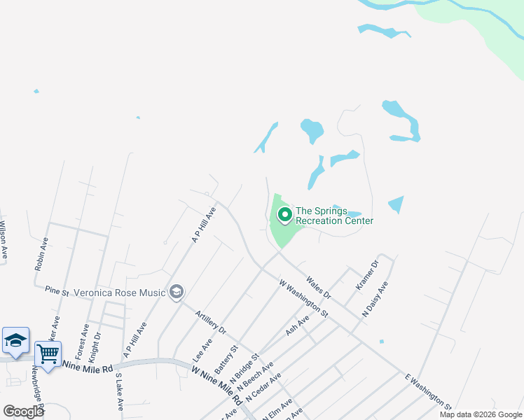 map of restaurants, bars, coffee shops, grocery stores, and more near 825 Wales Drive in Highland Springs