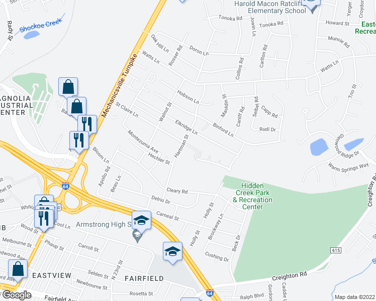 map of restaurants, bars, coffee shops, grocery stores, and more near 303 Saint Claire Lane in Richmond