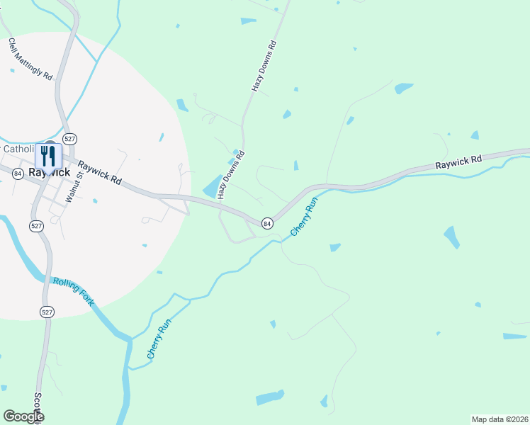 map of restaurants, bars, coffee shops, grocery stores, and more near State Highway 84 in Raywick