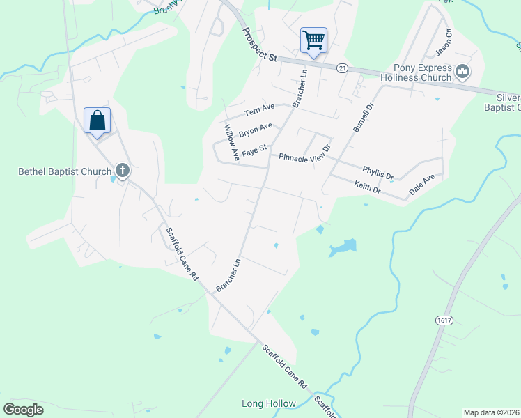 map of restaurants, bars, coffee shops, grocery stores, and more near 518 Bratcher Lane in Berea