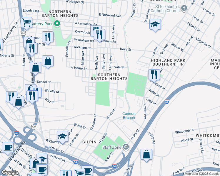 map of restaurants, bars, coffee shops, grocery stores, and more near 200 Wellford Street in Richmond